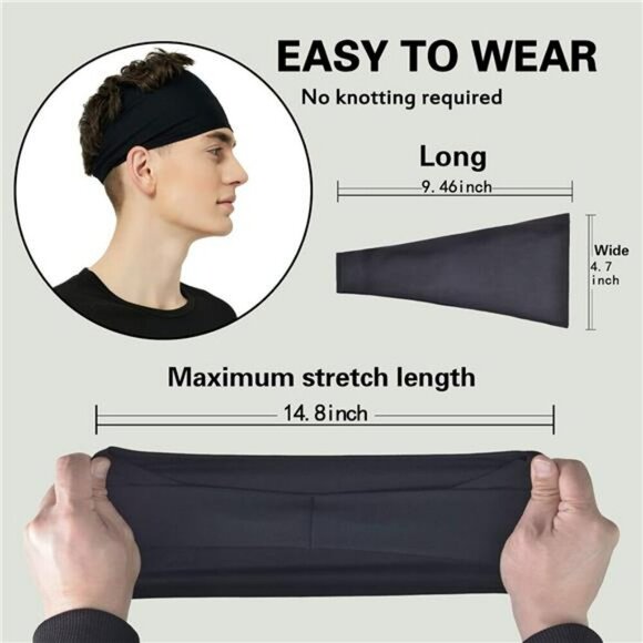 Moisture Wicking Sports Headbands Men Women Workout Sweatband Running Yoga - Picture 5 of 8